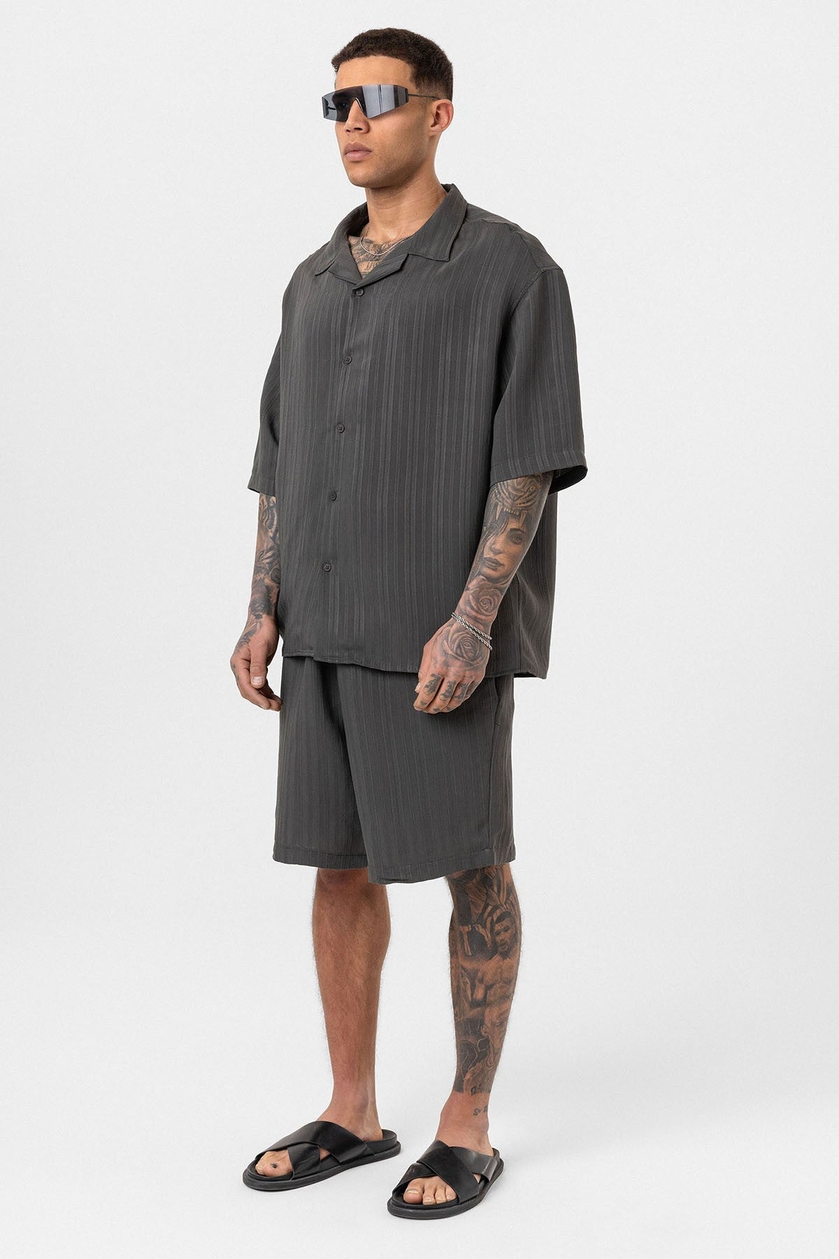 Oversized Modal Fabric Shorts and Shirt Set