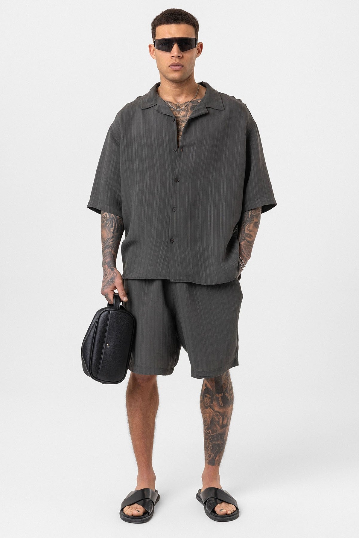 Oversized Modal Fabric Shorts and Shirt Set