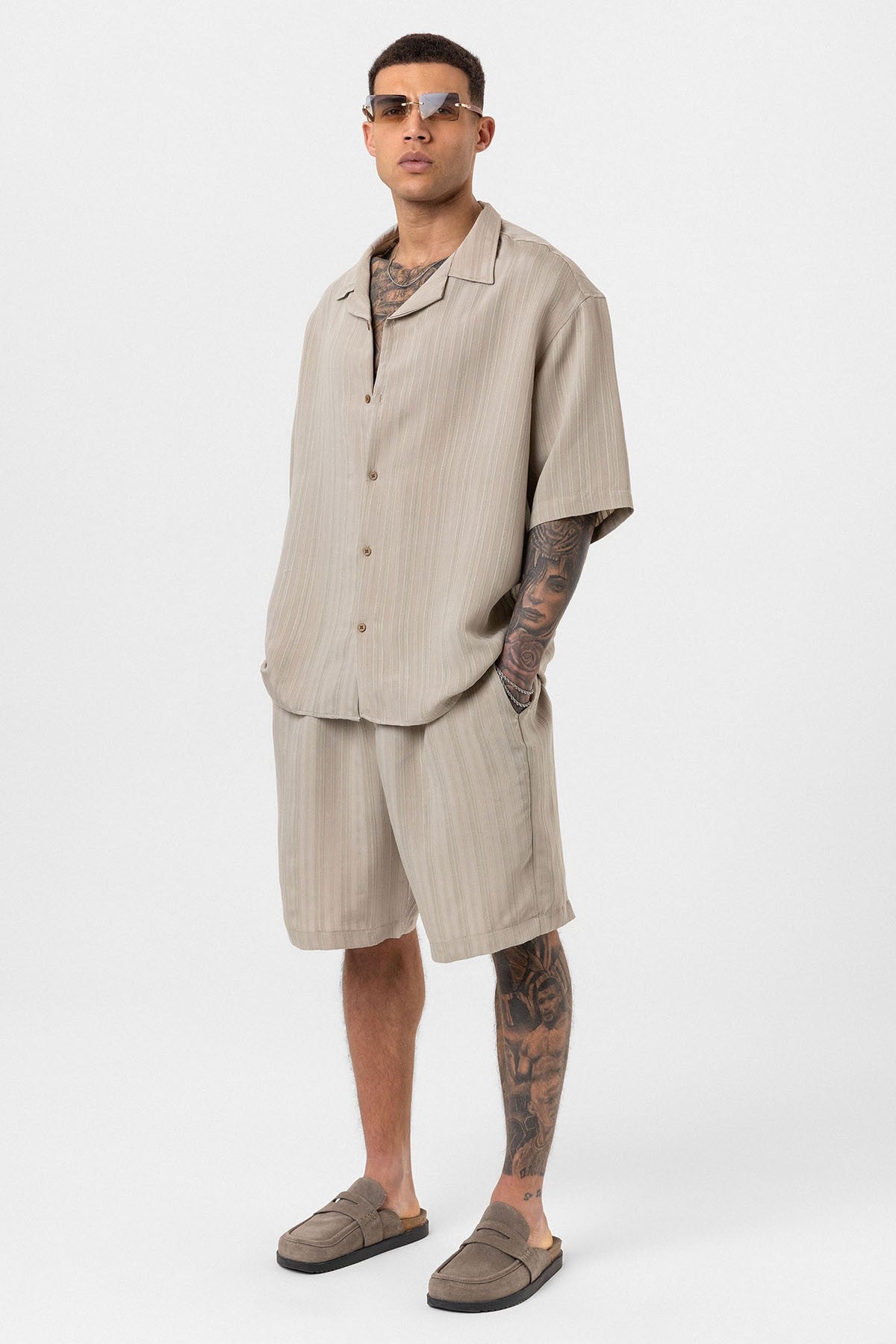 Oversized Modal Fabric Shorts and Shirt Set