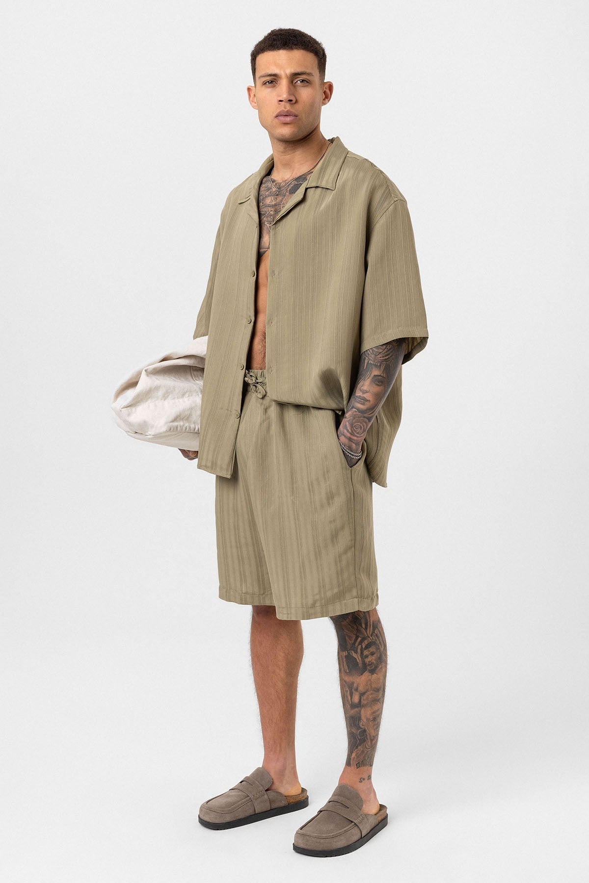 Oversized Modal Fabric Shorts and Shirt Set