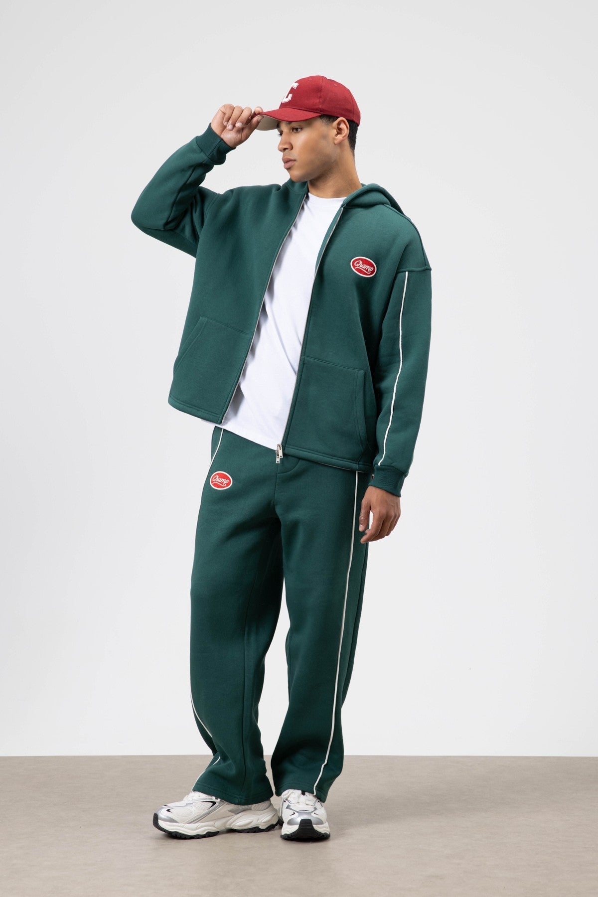 Oversized Sweatsuit Set with Stripe Details