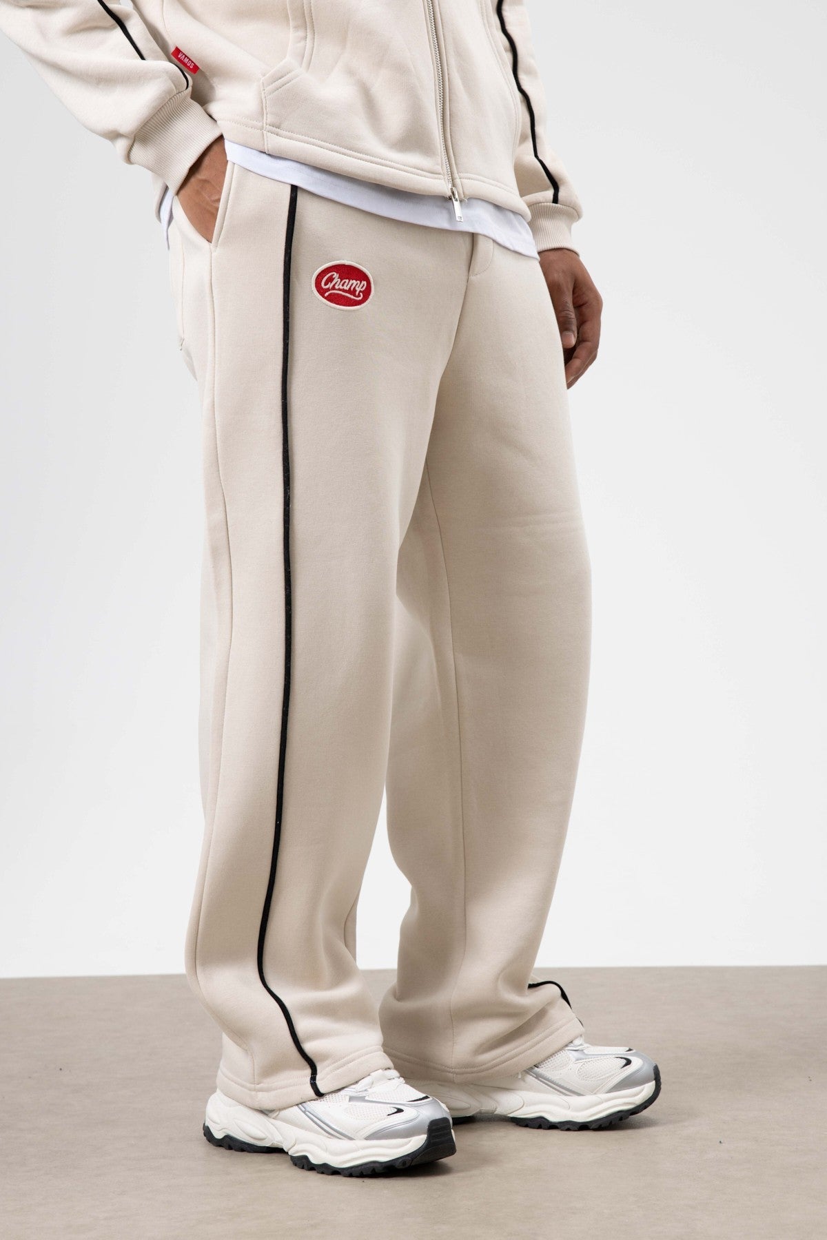 Oversized Sweatsuit Set with Stripe Details