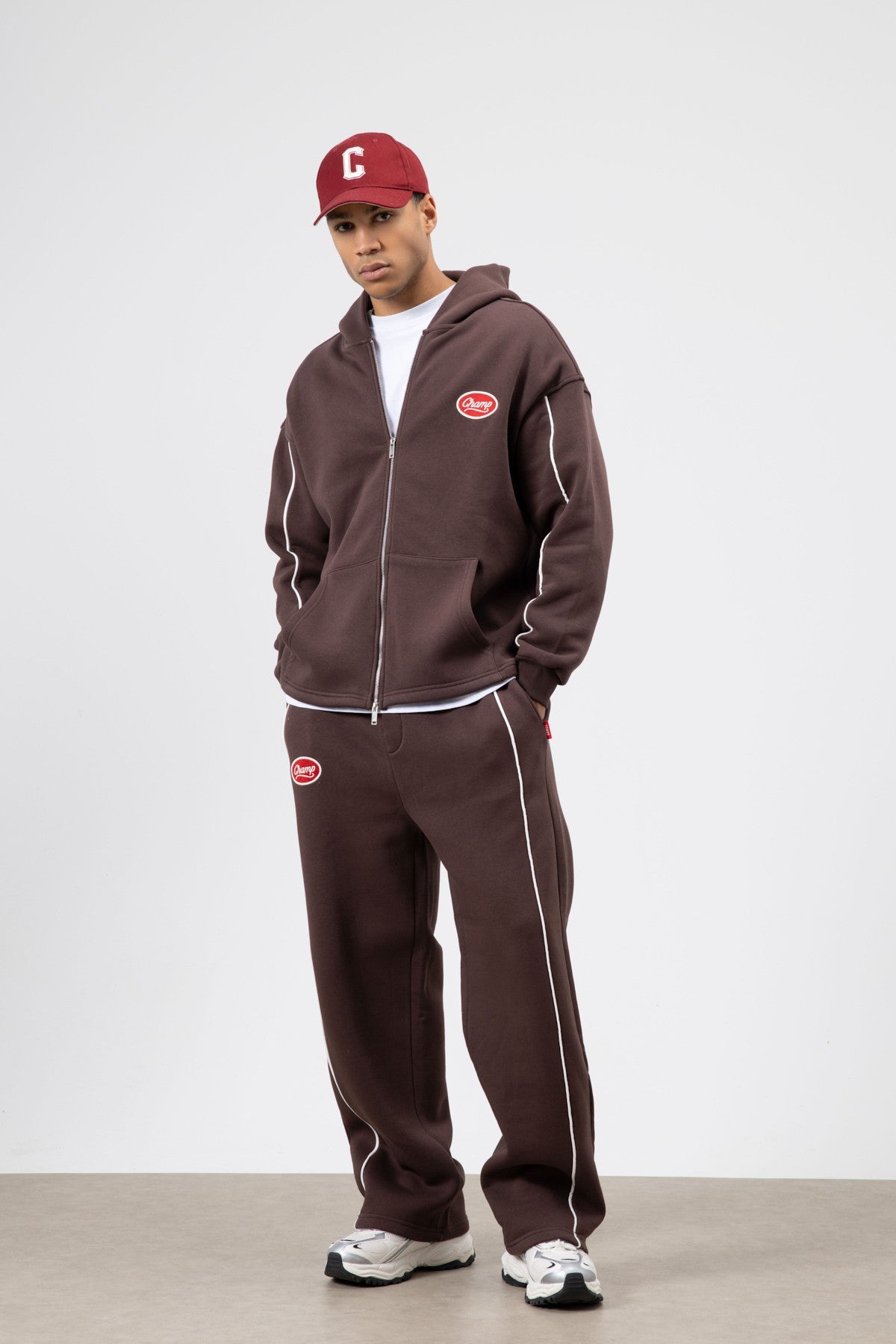Oversized Sweatsuit Set with Stripe Details