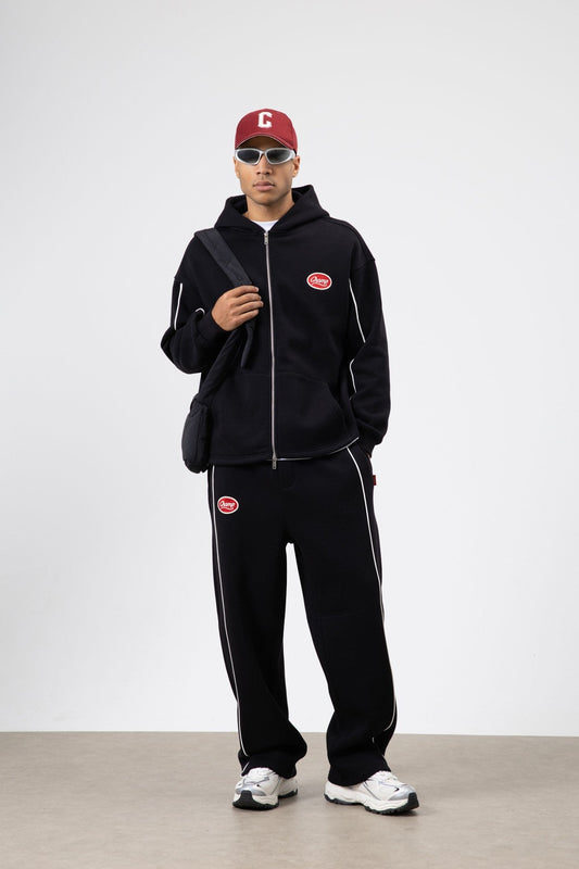 Oversized Sweatsuit Set with Stripe Details