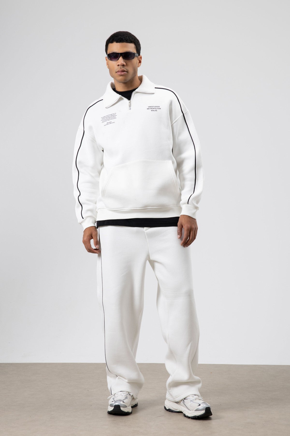 Oversized Sweatsuit Set with Stripe Details