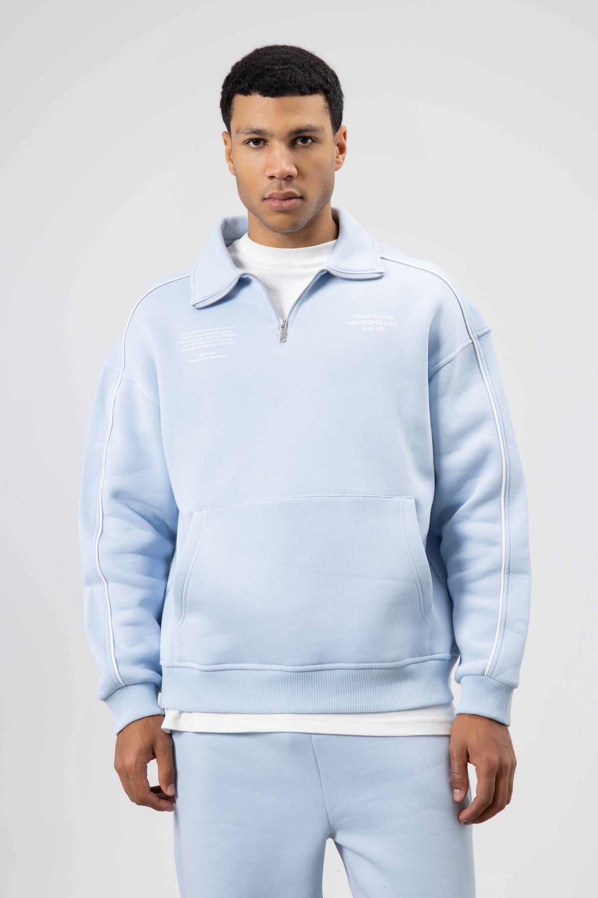 Oversized Sweatsuit Set with Stripe Details