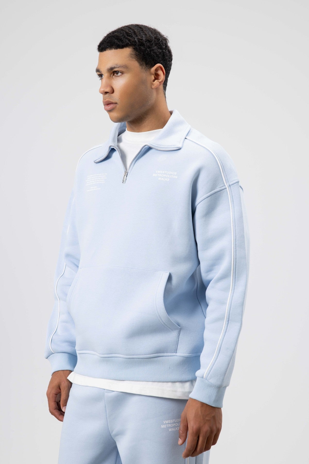 Oversized Sweatsuit Set with Stripe Details