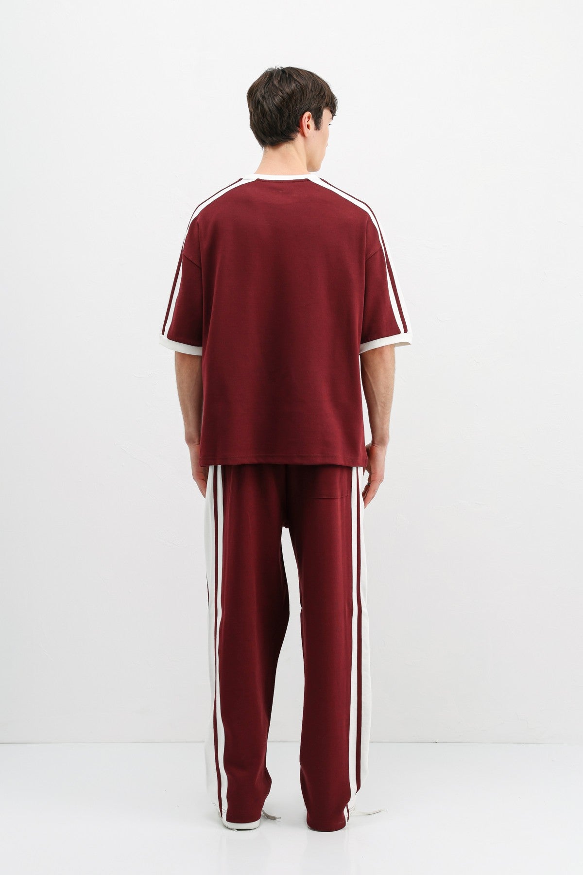 Oversized Printed Sweatsuit Set, Burgundy