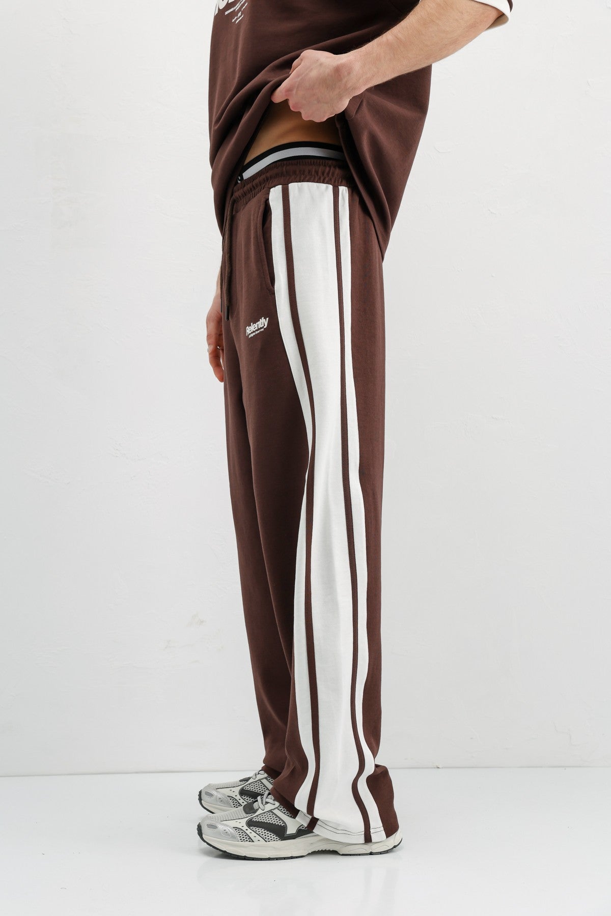 Oversized Printed Sweatsuit Set, Brown
