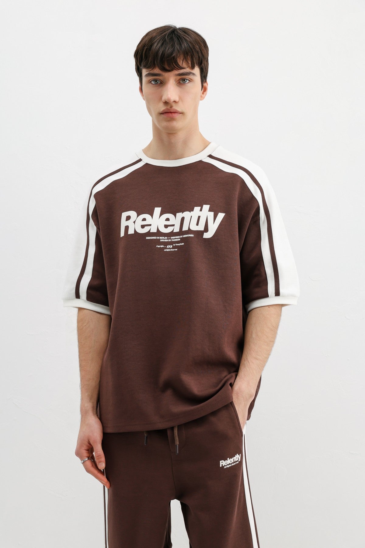Oversized Printed Sweatsuit Set, Brown