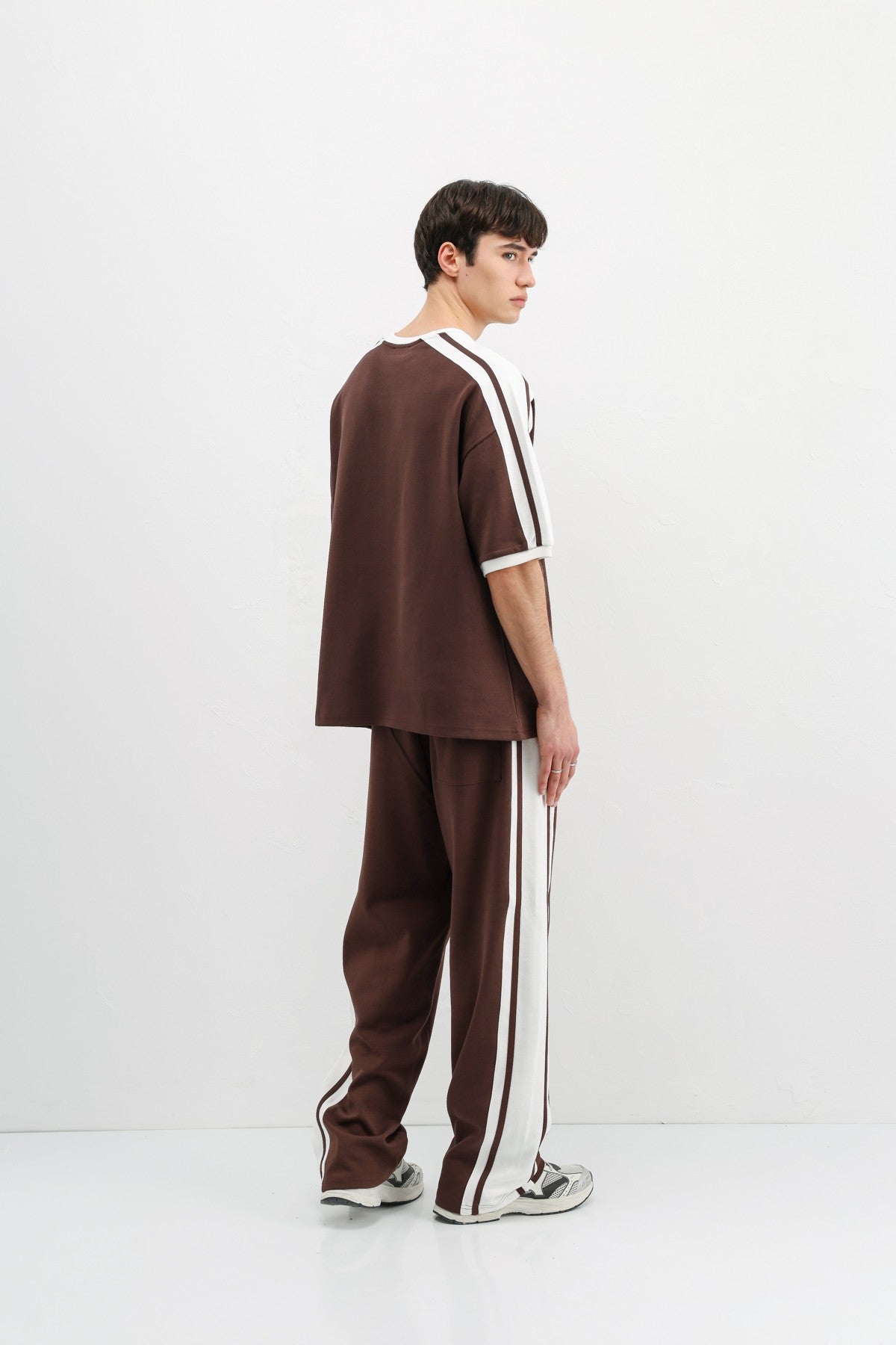 Oversized Printed Sweatsuit Set, Brown