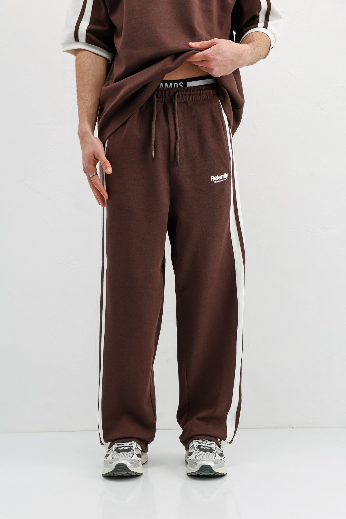 Oversized Printed Sweatsuit Set, Brown