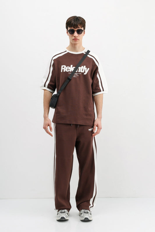Oversized Printed Sweatsuit Set, Brown