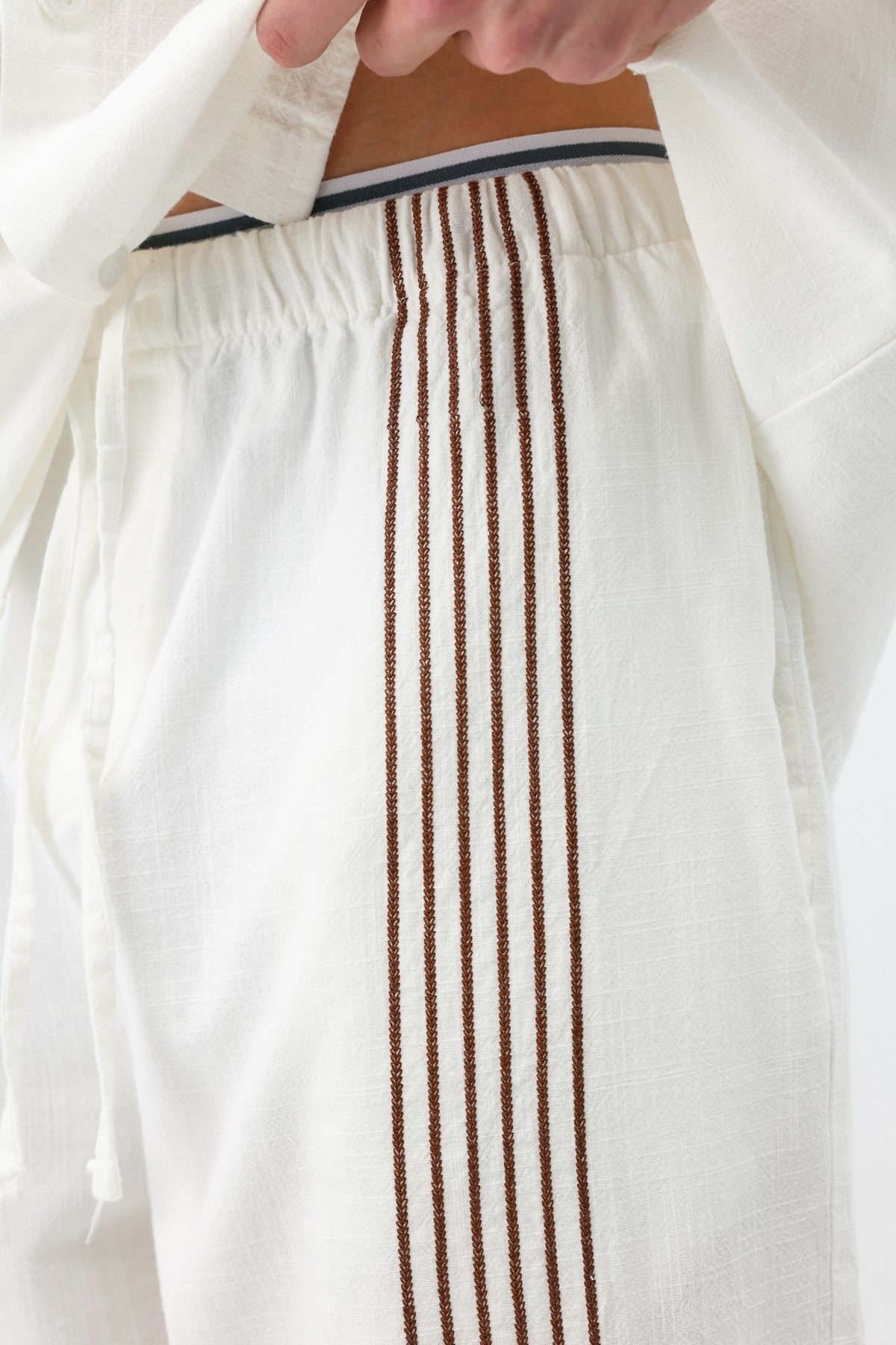 Oversized Linen Set with Striped Details