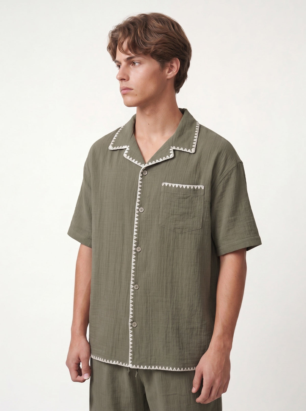 Stitched-Detail Shirt and Shorts Set
