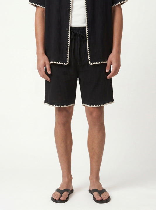 Stitched-Detail Shirt and Shorts Set