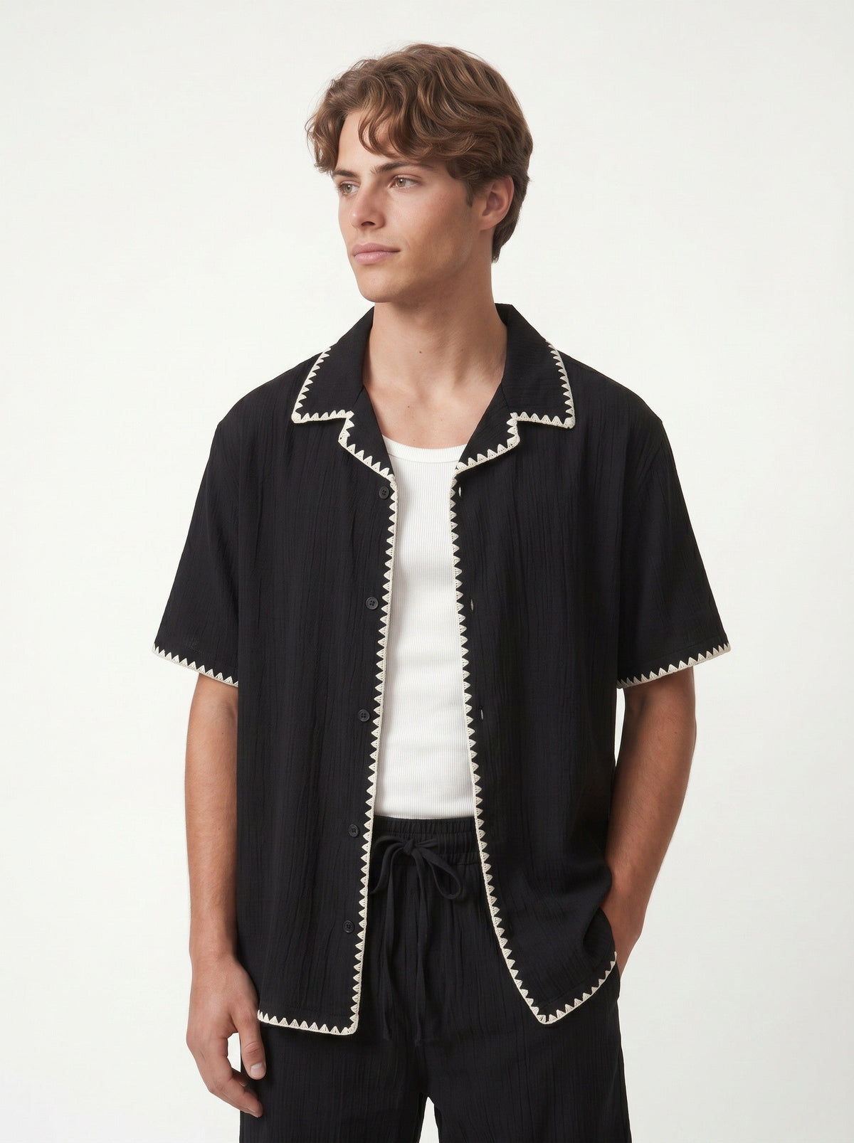 Stitched-Detail Shirt and Shorts Set