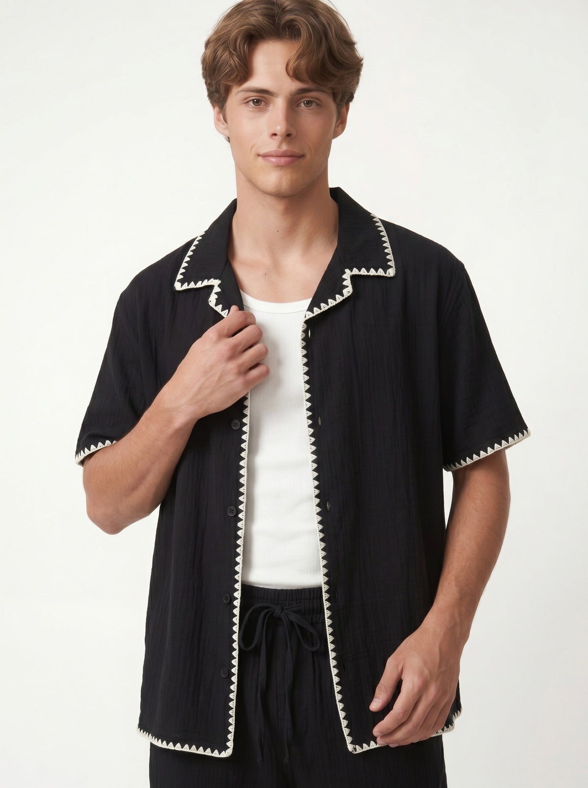 Stitched-Detail Shirt and Shorts Set