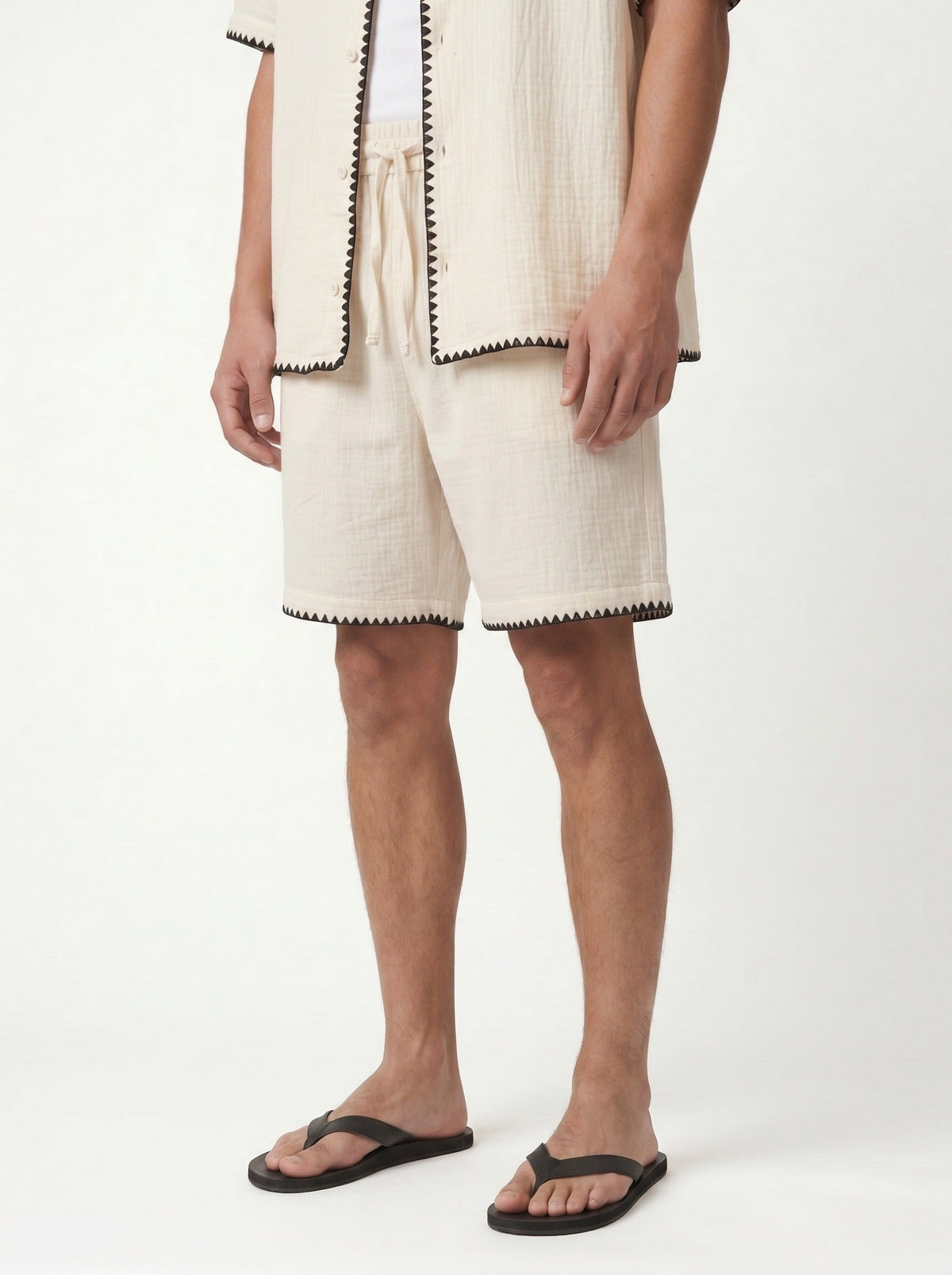 Stitched-Detail Shirt and Shorts Set