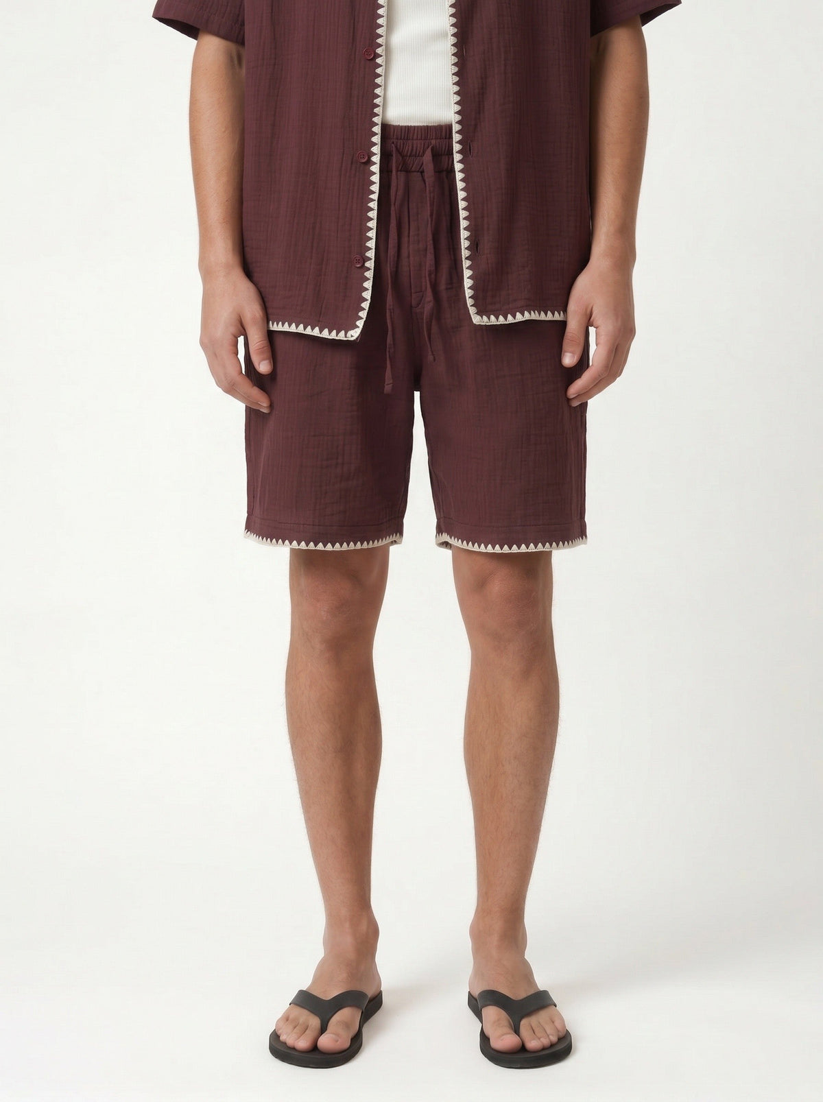 Stitched-Detail Shirt and Shorts Set