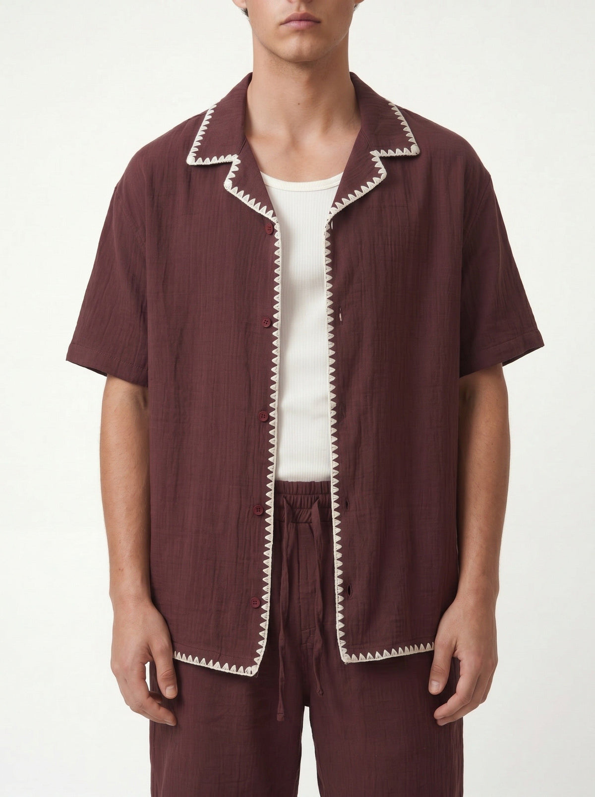 Stitched-Detail Shirt and Shorts Set