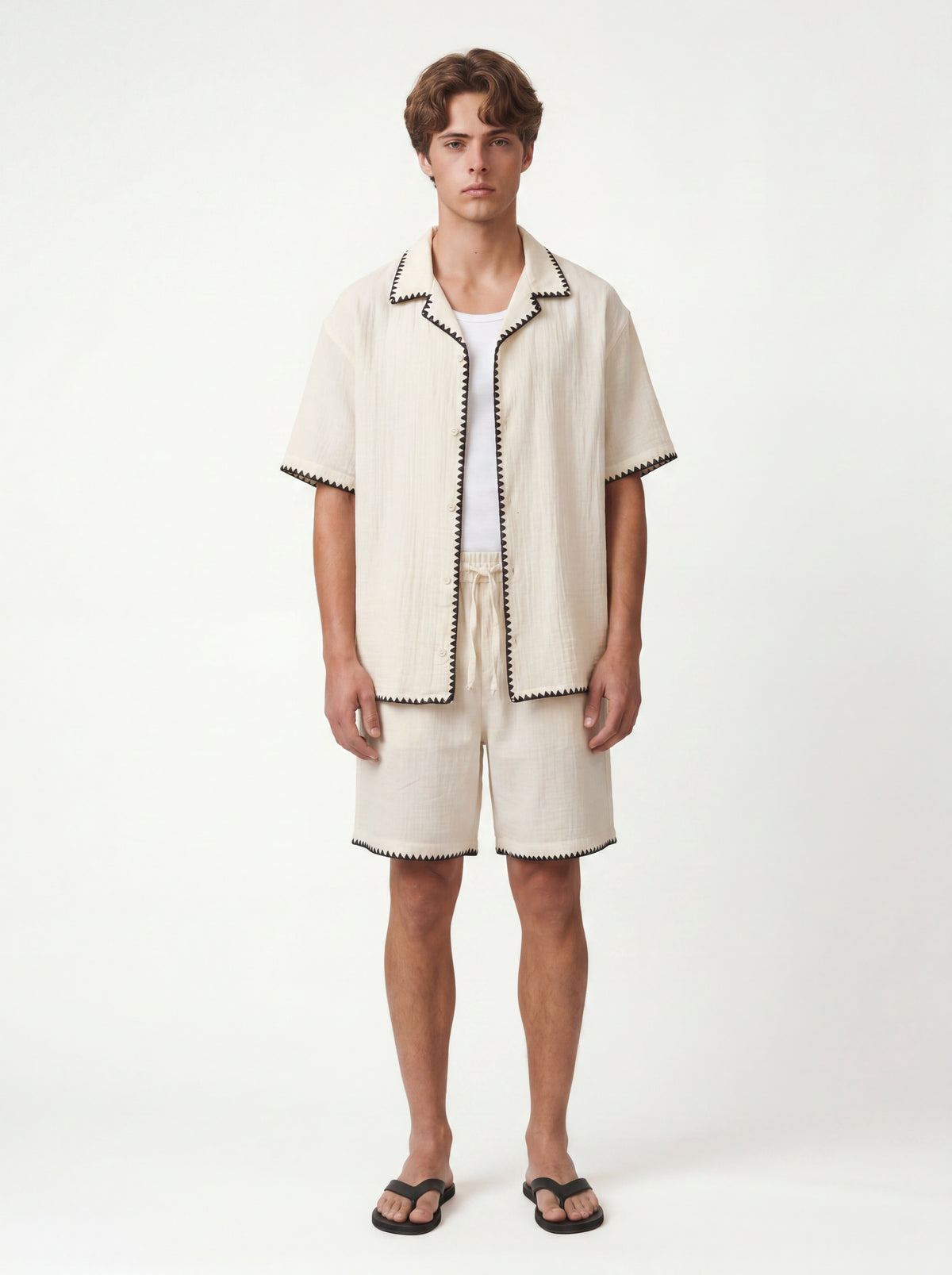 Stitched-Detail Shirt and Shorts Set