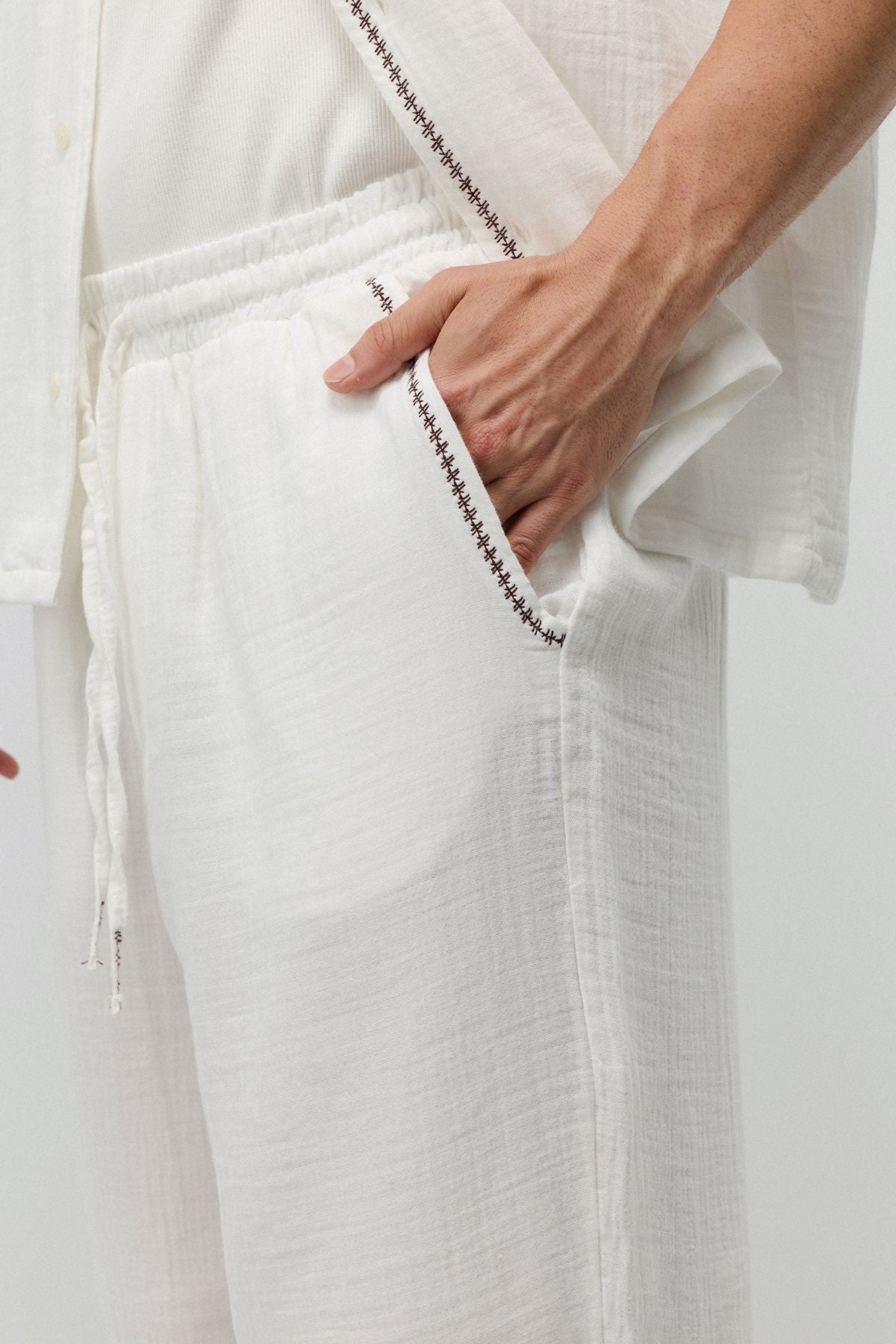 Embroidered Muslin Shirt and Wide-Leg Pants Set