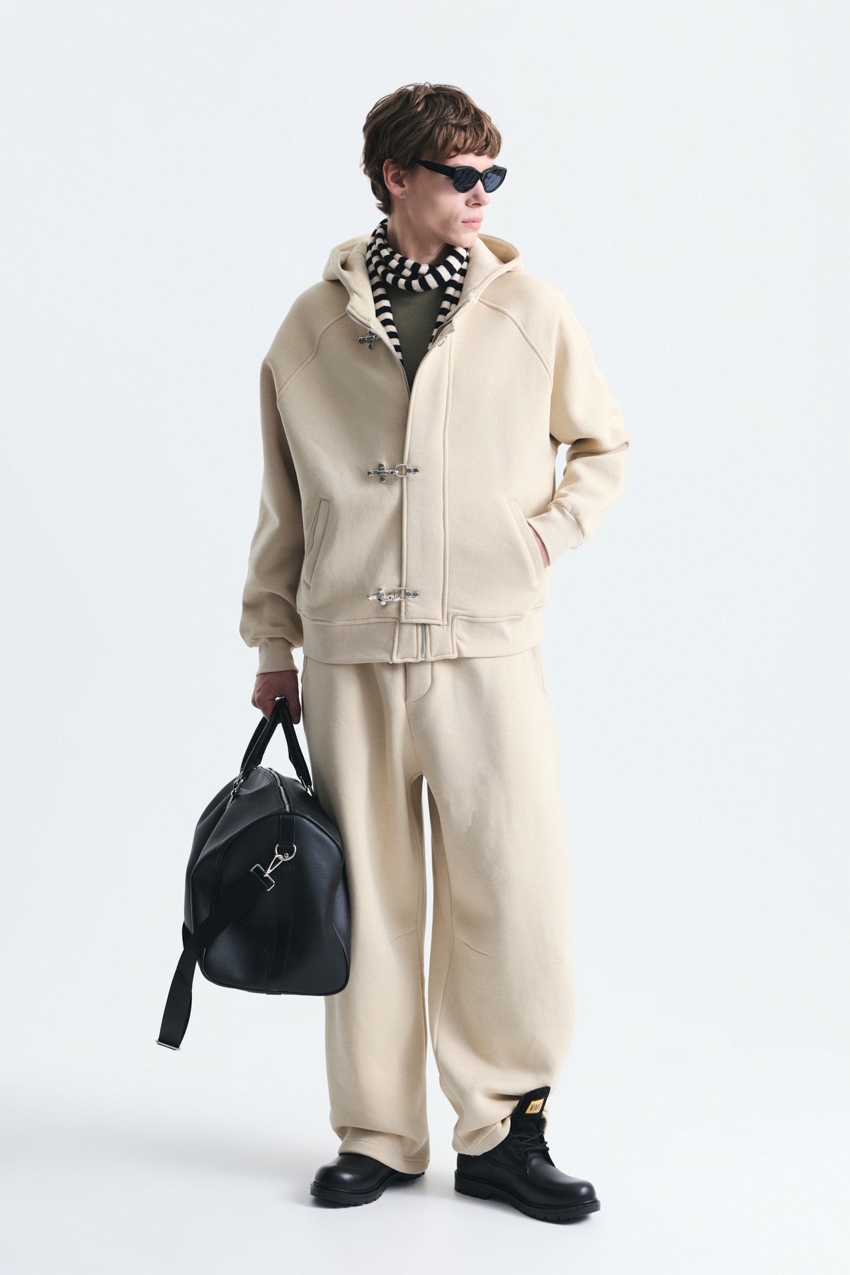 Oversized Clip-Front Sweatshirt Set