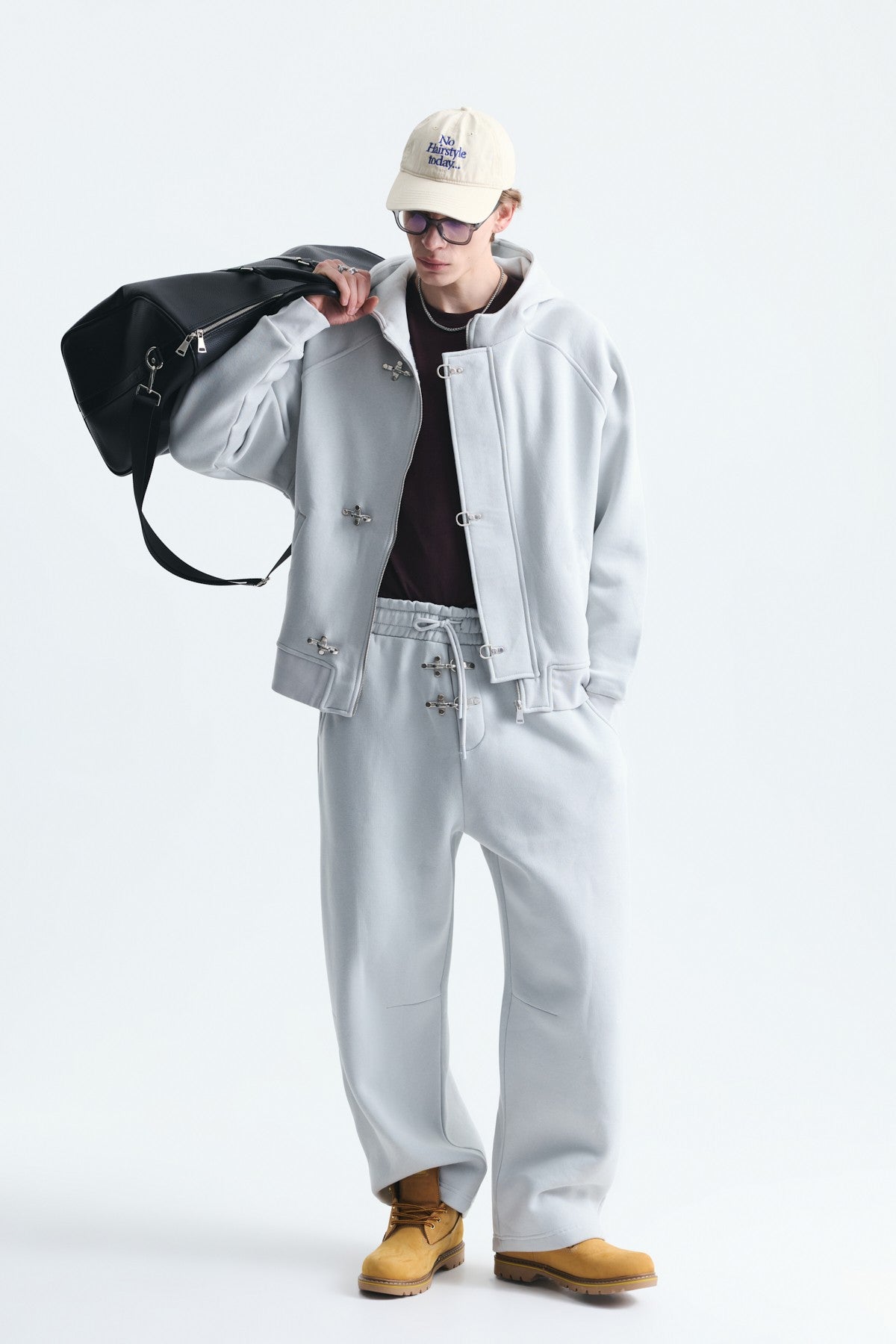 Oversized Clip-Front Sweatshirt Set
