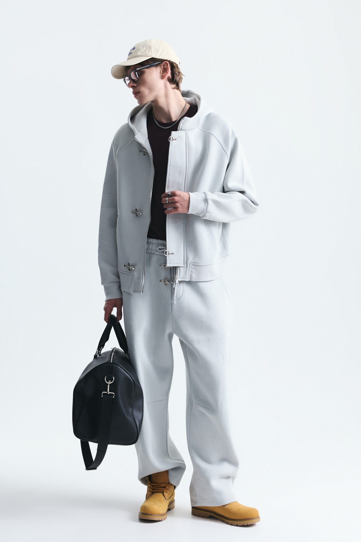 Oversized Clip-Front Sweatshirt Set