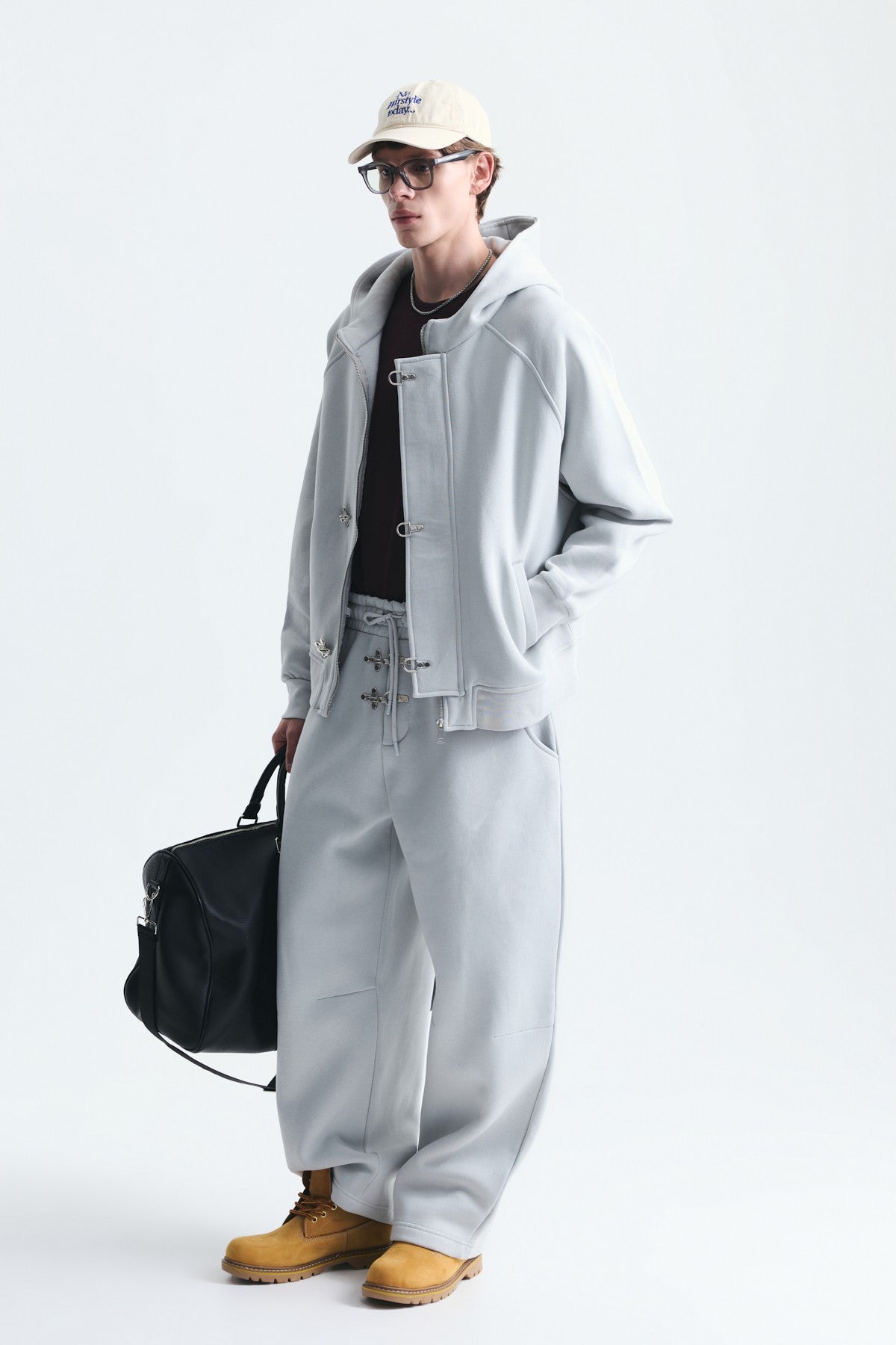 Oversized Clip-Front Sweatshirt Set