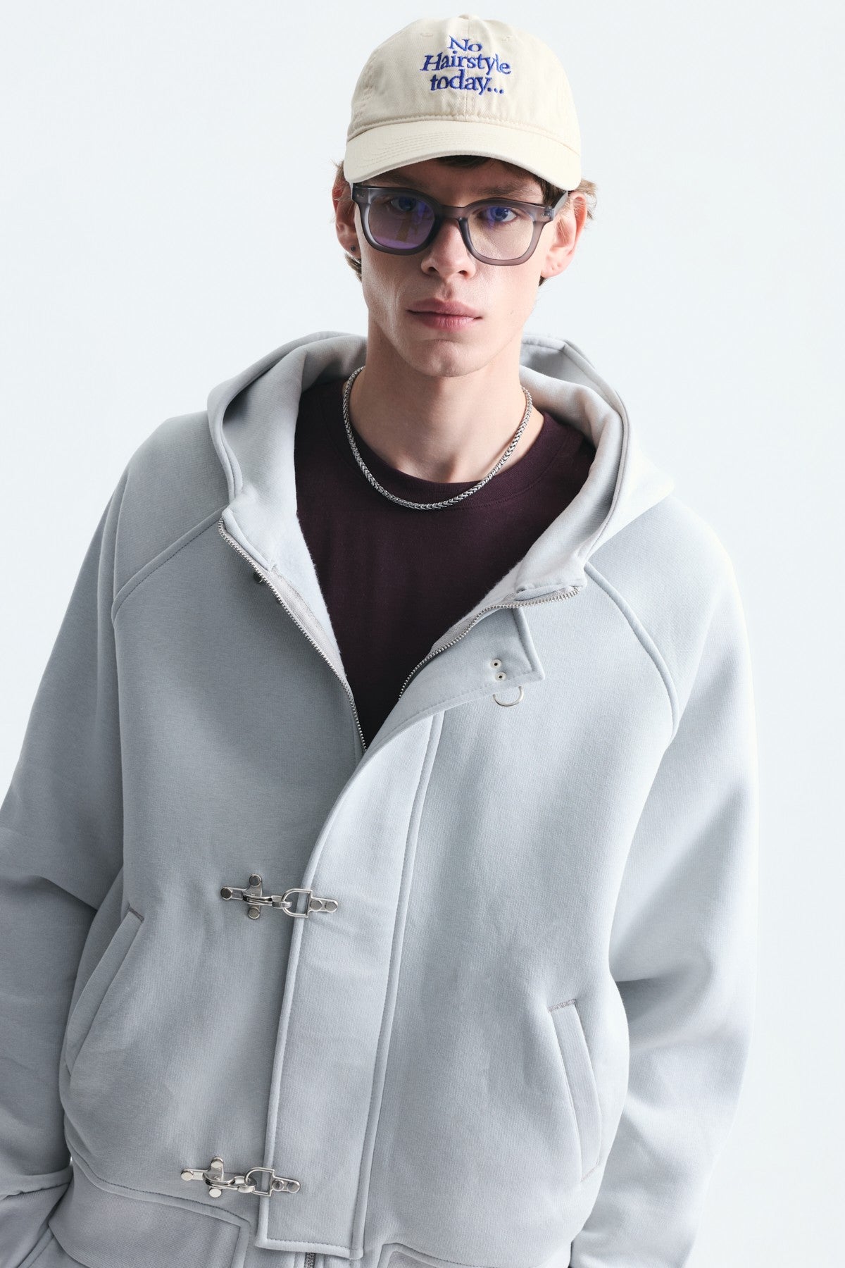 Oversized Clip-Front Sweatshirt Set