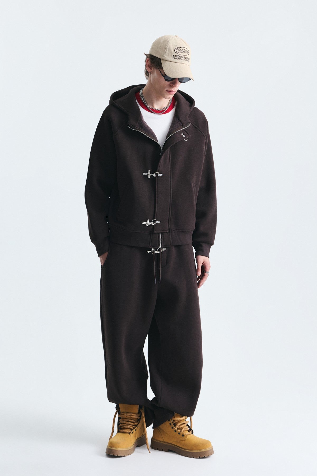 Oversized Clip-Front Sweatshirt Set
