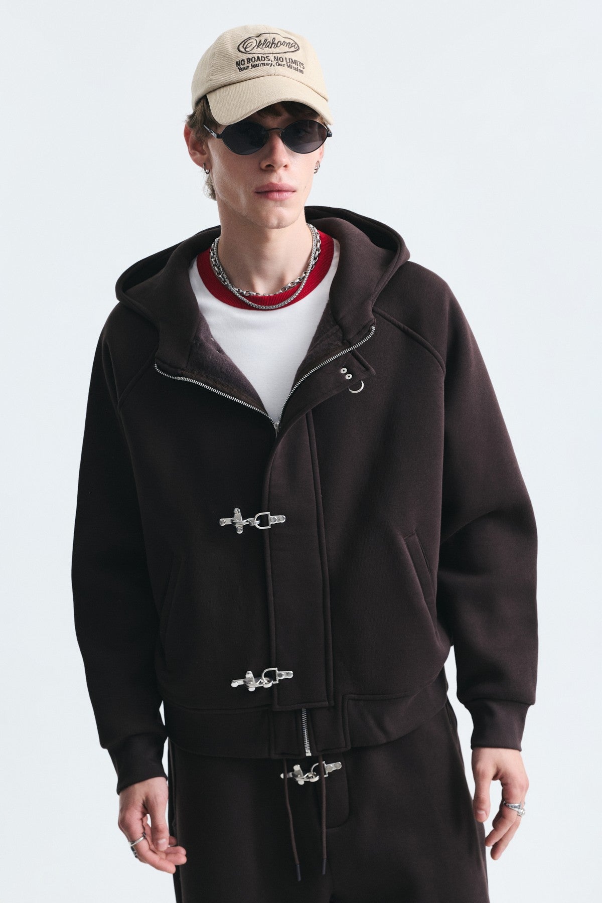 Oversized Clip-Front Sweatshirt Set