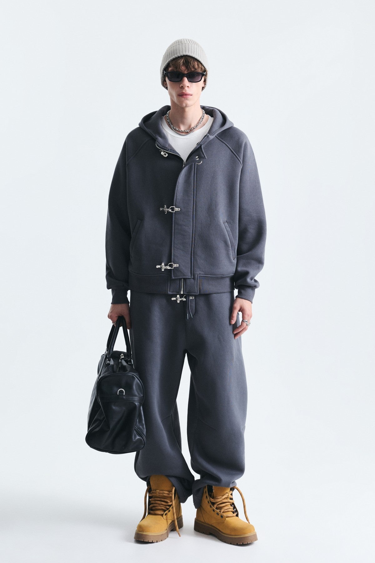 Oversized Clip-Front Sweatshirt Set