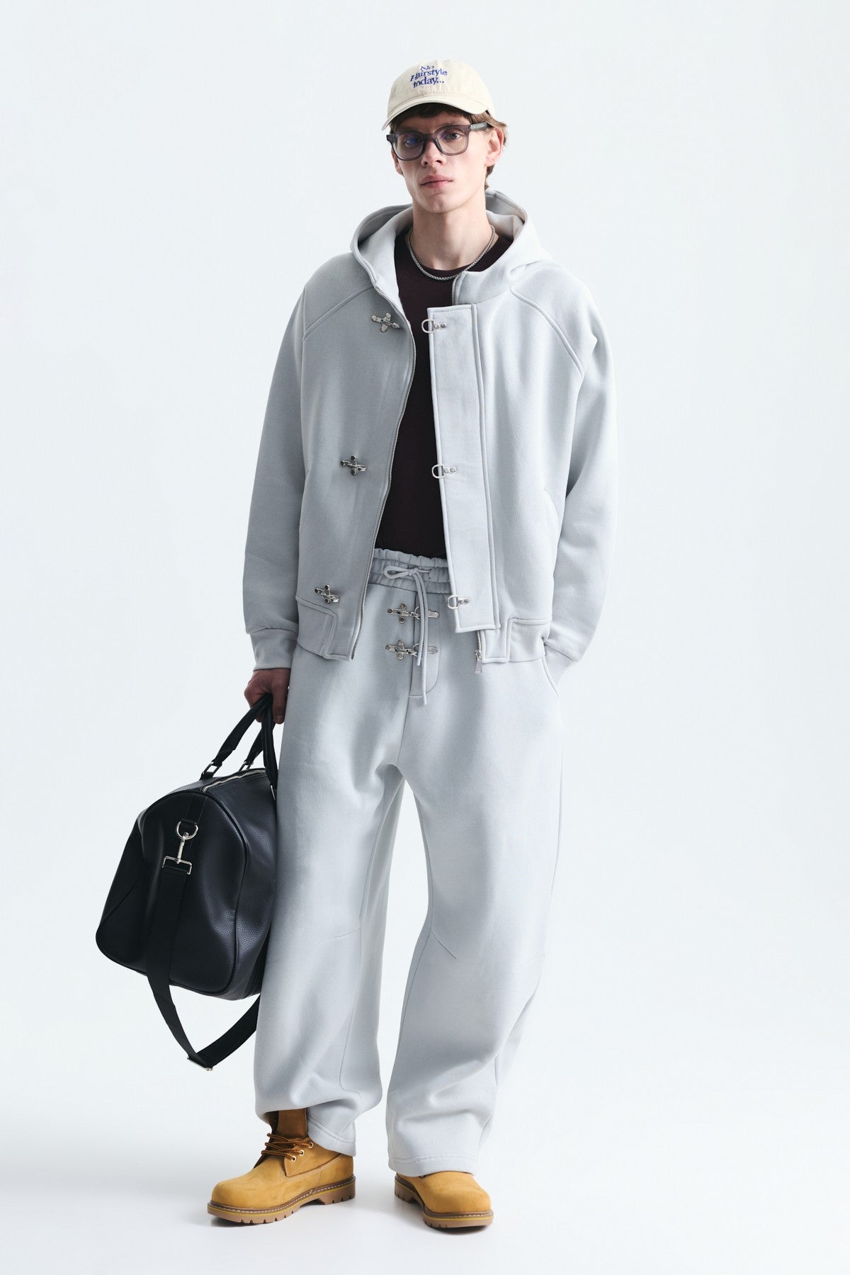 Oversized Clip-Front Sweatshirt Set