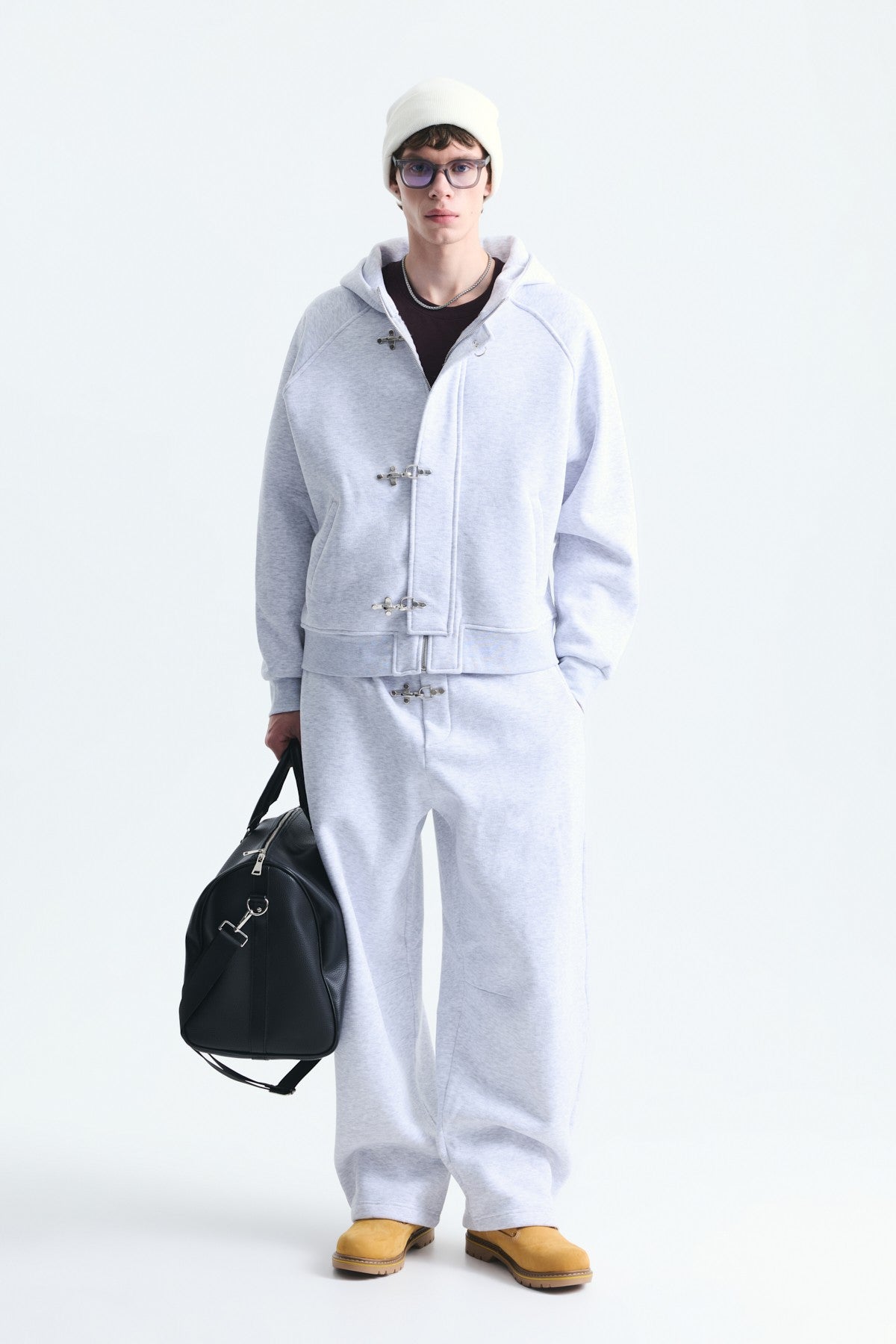 Oversized Clip-Front Sweatshirt Set