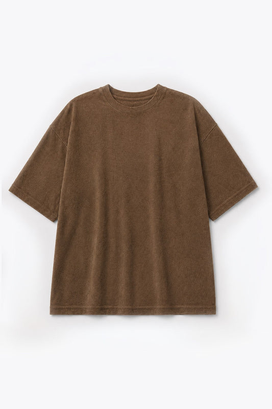Suede-Textured Basic Oversized T-Shirt